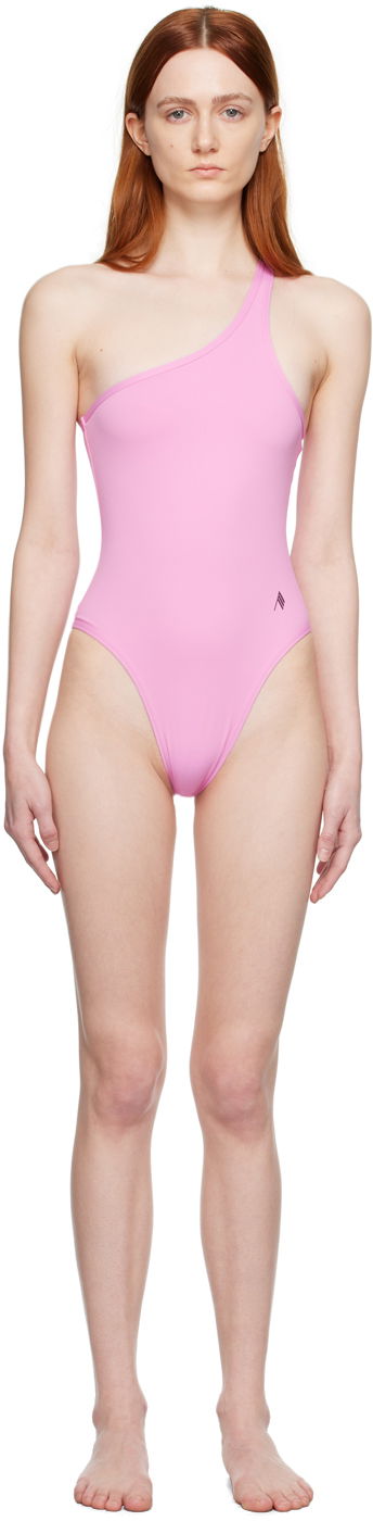 Badkläder The Attico Attico Single-Shoulder One-Piece Swimsuit Rosa | 233WBB69 PA21
