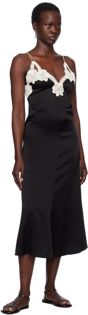 Klä Jil Sander Jil Sander Lace Trim Slip Midi Dress Svart | J02CT0468_J76018, 3