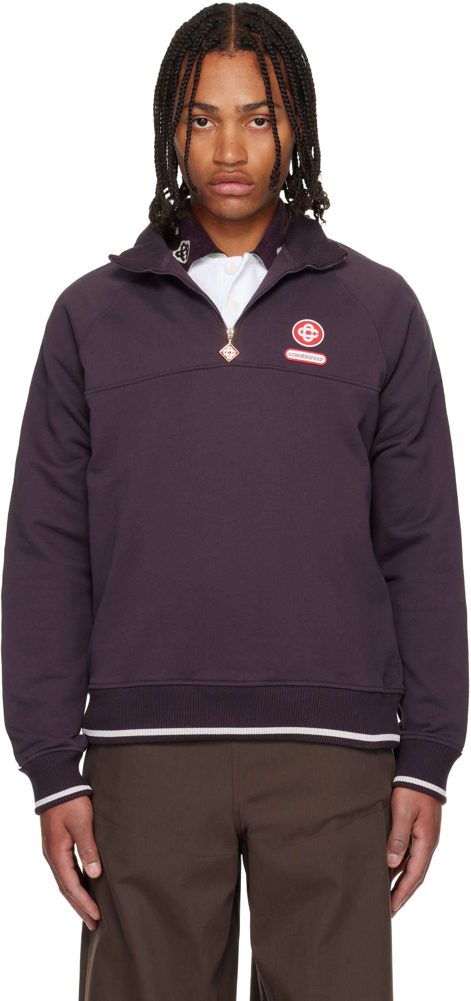 Sweatshirt Casablanca Quarter Zip Laurel Sweatshirt Purpur | M-AW25-JTP-419-01, 0