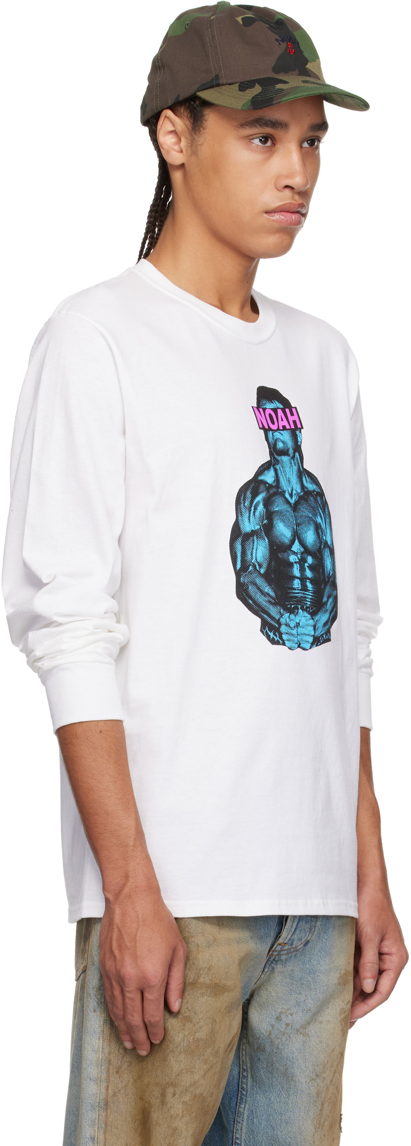 T-shirt Noah Noah 'The Pain Cave' Graphic Long Sleeve T-Shirt Vit | T256SS25WHT, 1