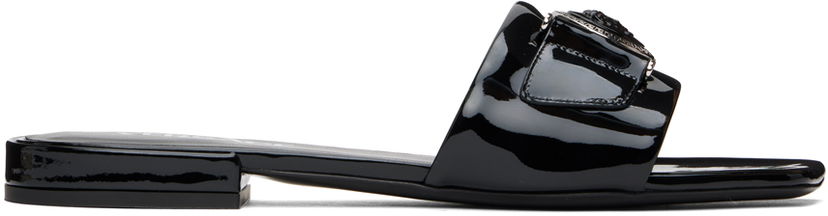 Sneakers och skor Versace Black Medusa Buckle Leather Mules Svart | 1014877_D2VE