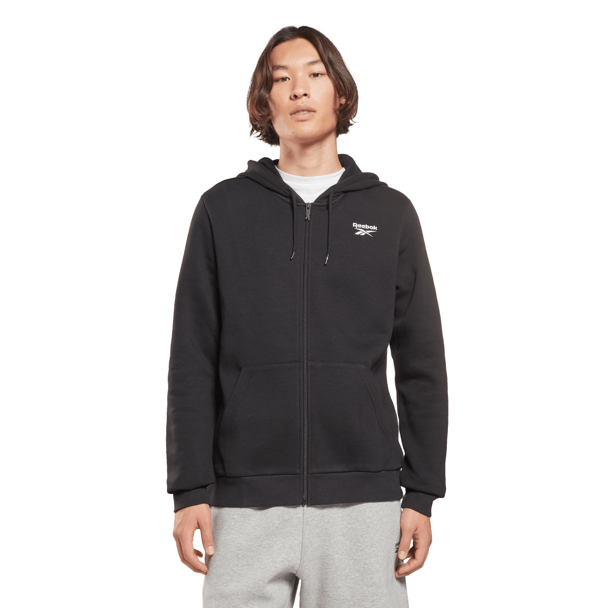 Sweatshirt Reebok Full-Zip Hoodie with Left Chest Logo Svart | HG4450, 0