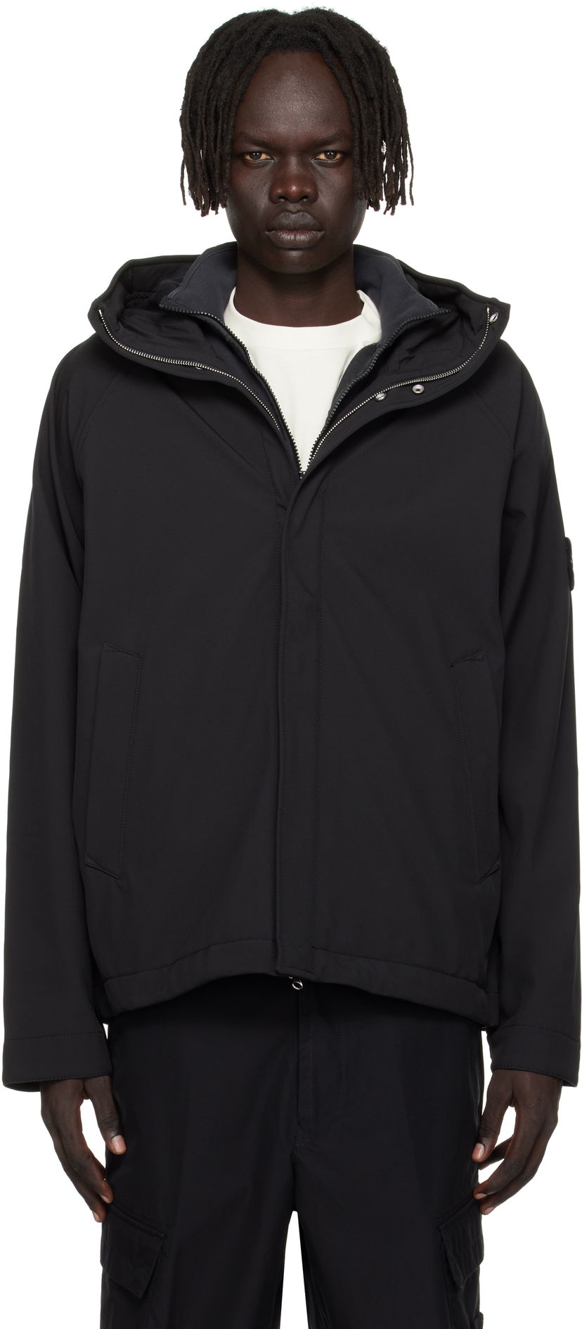 Jacka Stone Island Soft Shell-R E.Dye Hooded Jacket Svart | K2S15 Q100010 S0B22