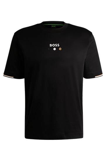 T-shirt BOSS Pima Cotton Tee with Tennis Ball Graphics Svart | 50545292, 0