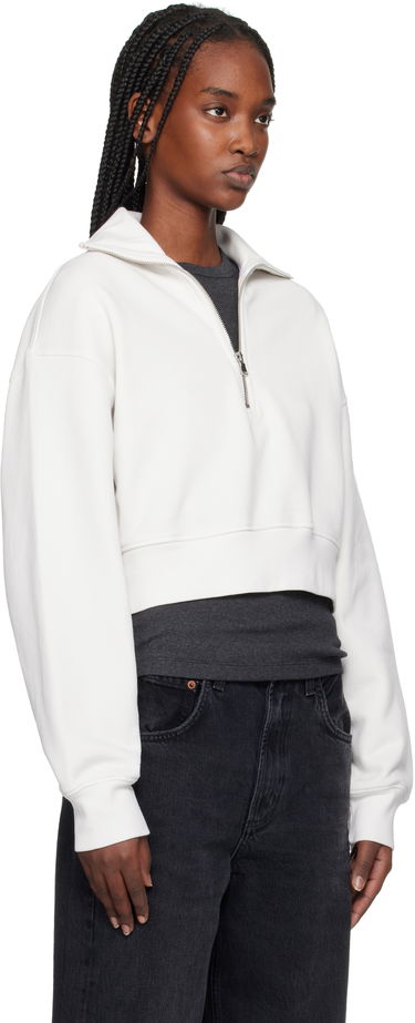 Sweatshirt AGOLDE AGOLDE Bethan Cropped Quarter Zip Sweatshirt Vit | A7349-1697, 1
