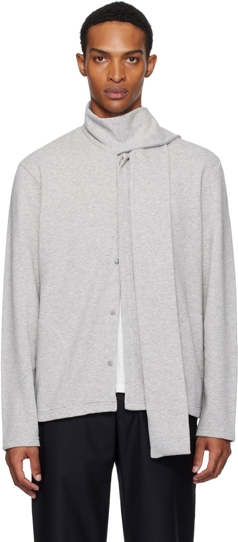 Sweatshirt Maison Margiela MM6 Maison Margiela Long Sleeve Sweatshirt with Attached Scarf Grå | SH0NH0015 M25013