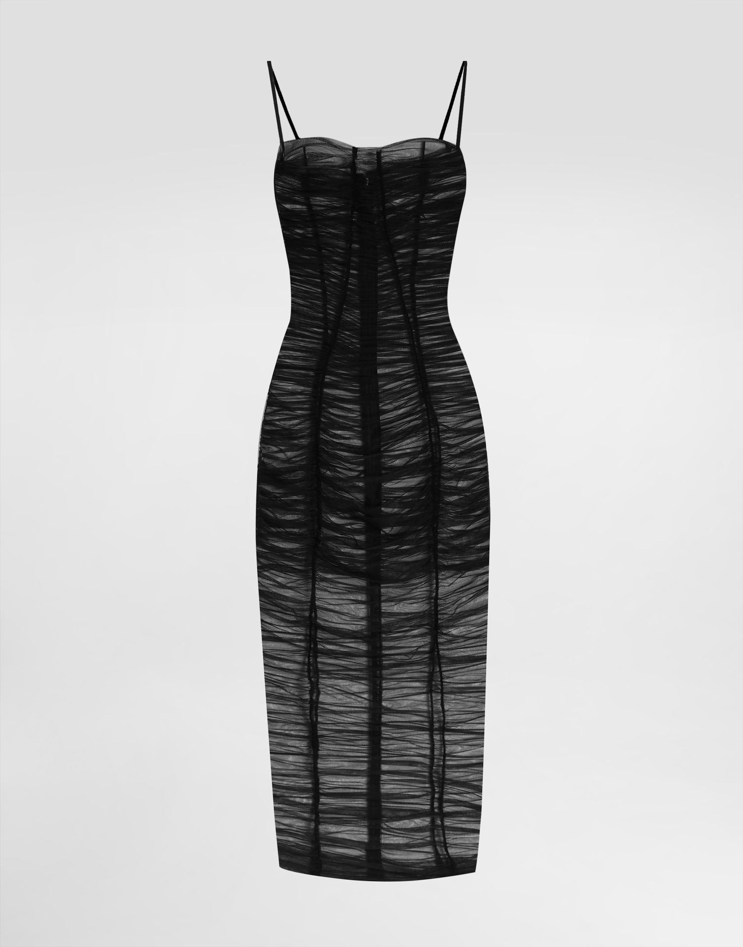 Klä Dolce & Gabbana Dolce & Gabbana Draped Tulle Calf-Length Dress Svart | F6TNKTFUUBNN0000, 0