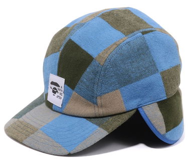 Keps BAPE BAPE Block Check Earflap Cap Blå | 001CPI801001M, 3