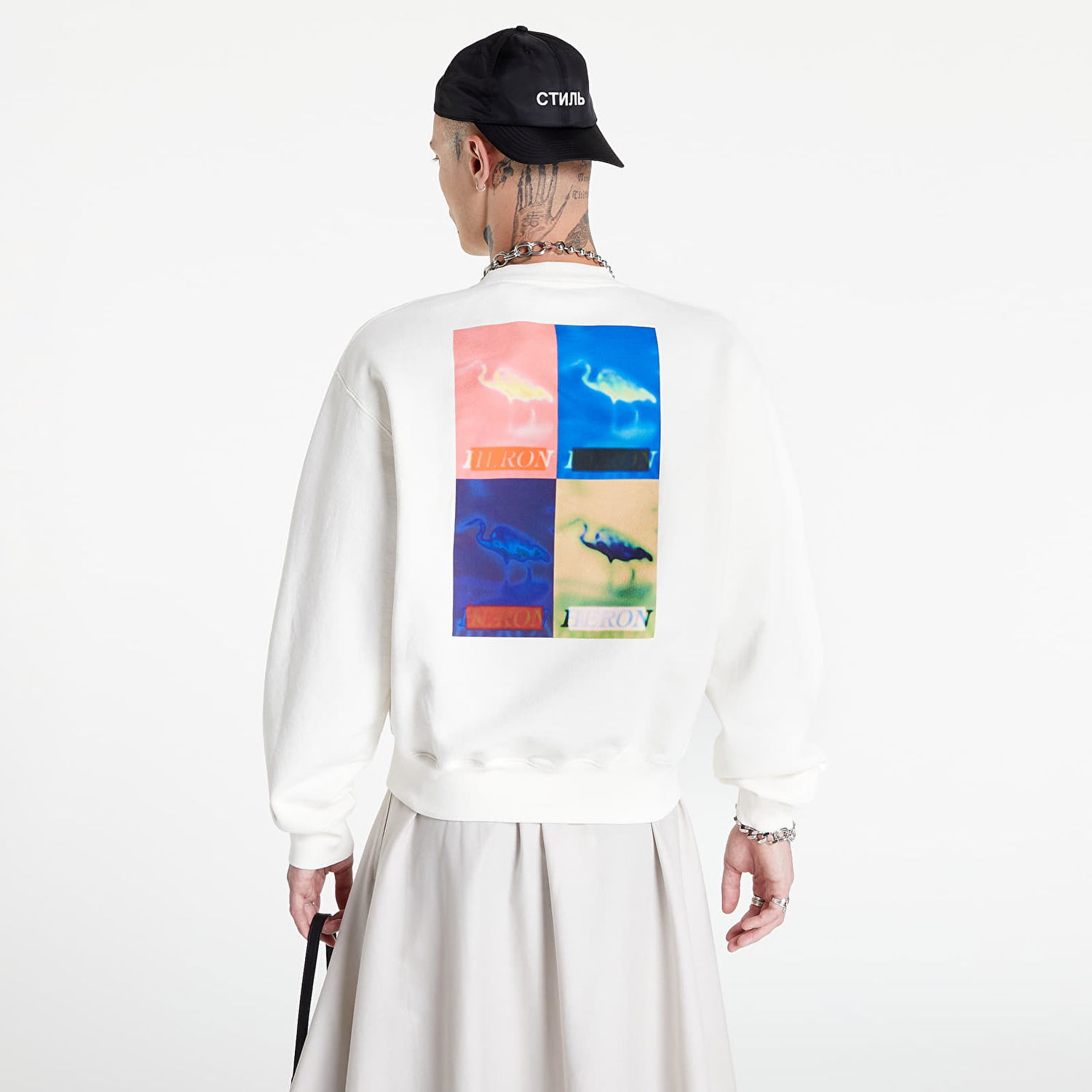 Sweatshirt HERON PRESTON Multi Heron Censored Crewneck Vit | HMBA020F22JER0070184, 1