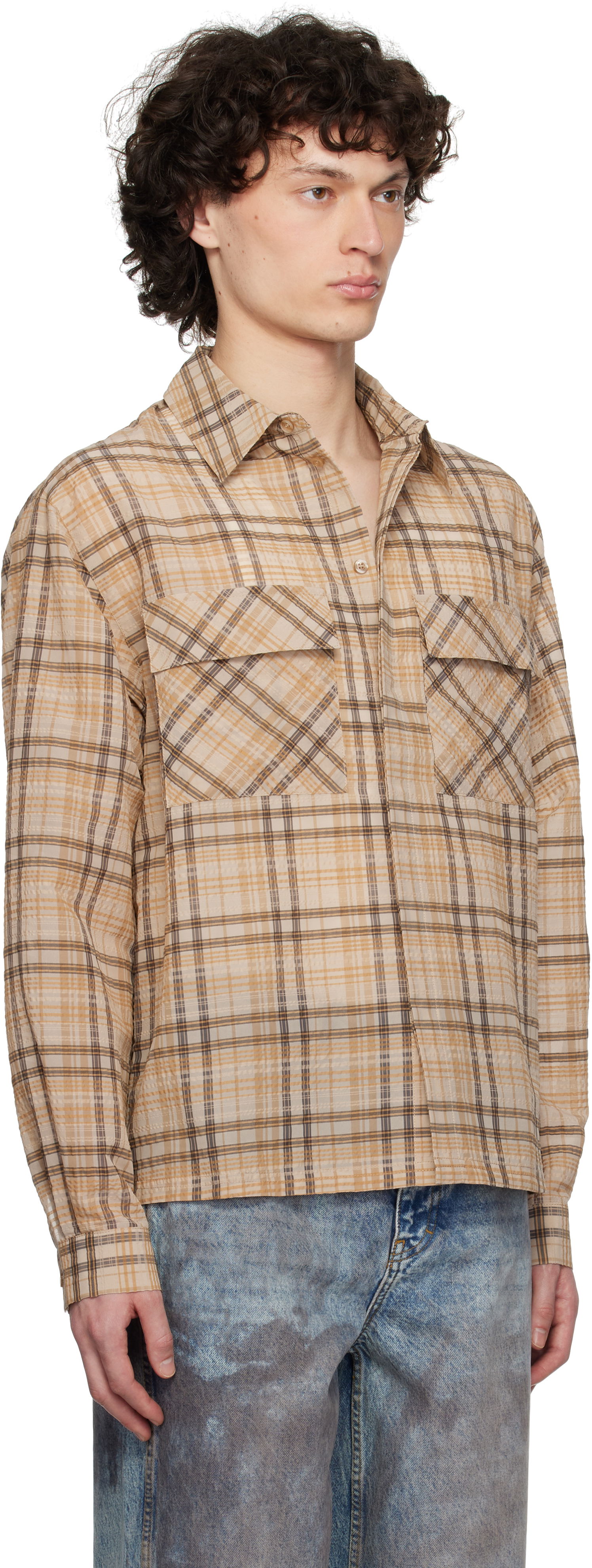 Skjorta Represent Clo Represent Sheer Flannel Shirt Beige | MLM2907, 1