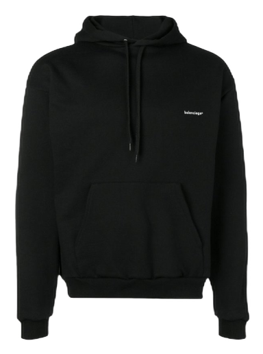 Sweatshirt Balenciaga Small Contrast Logo Print Hoodie Svart | 556145TYK271000