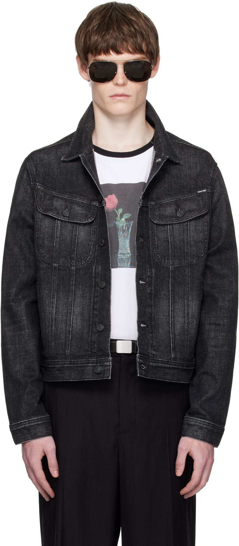 Jacka Tom Ford TOM FORD Icon Selvedge Denim Jacket Svart | DJI001-DMC076