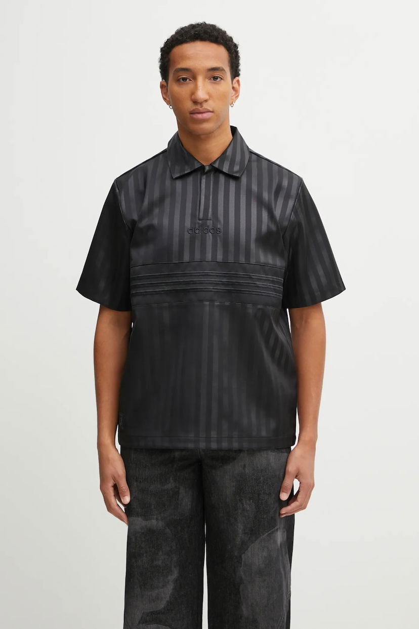 Polotröja adidas Originals Originals Striped Satin Jersey Polo Shirt Svart | JV7586