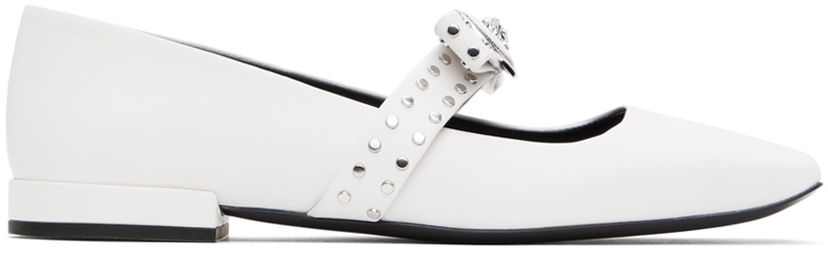 Kläder Versace Versace Gianni Ribbon Studded Ballerina Flats Vit | 1016073_1A01006_1W00P
