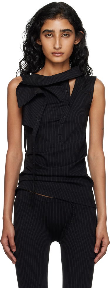 Linne Ottolinger Ottolinger Ada Pinstripe Sleeveless Top Svart | 102-106004-01, 0