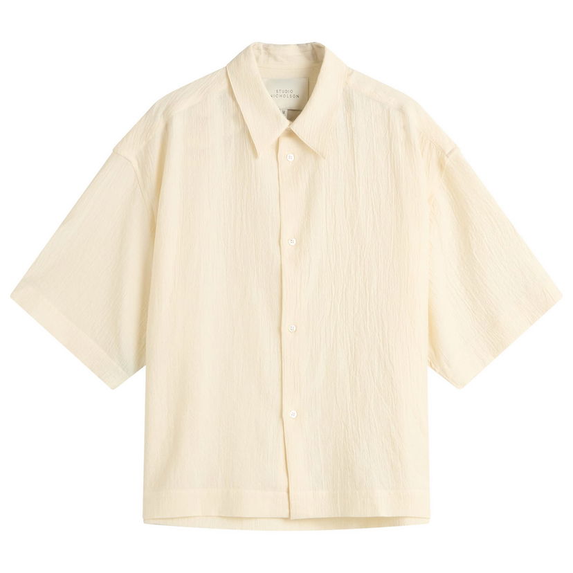 Skjorta Studio Nicholson Boxy Short Sleeve Shirt, Size X-Large Beige | SANKOSNM-1267-MLK