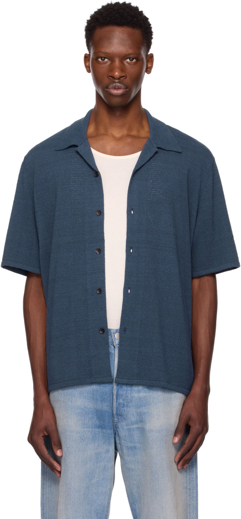 Skjorta rag & bone Rag & Bone Avery Zuma Knitted Shirt Blå | MBS25P020NC20