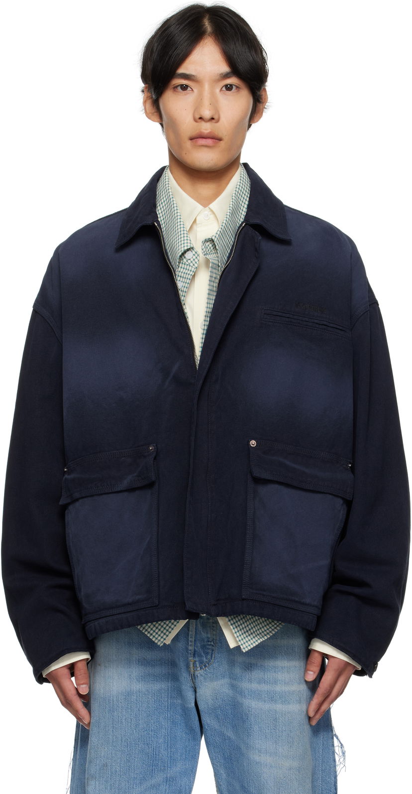 Jacka We11done We11done Classic Workwear Jacket Mörkblå | WD-DJ2-25-316-M-BL
