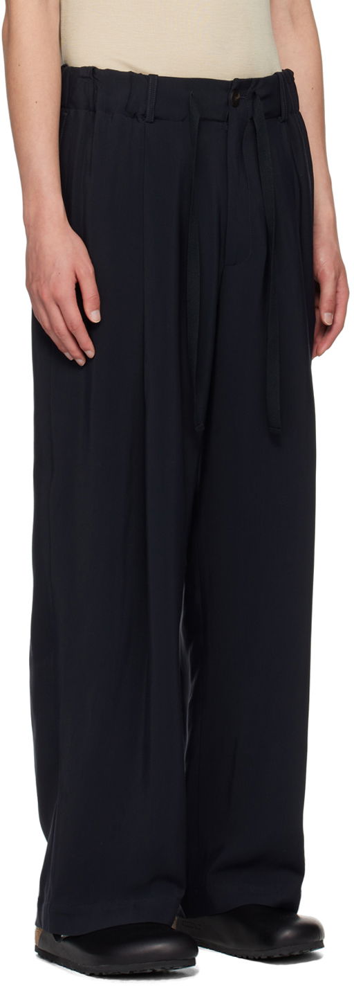 Byxor Studio Nicholson Studio Nicholson Noam Pleated Trousers Mörkblå | NOAM SNM - 1186, 1