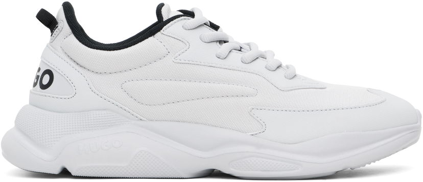 Kläder BOSS Hugo Gray Faux-Leather Sneakers Vit | 50536960