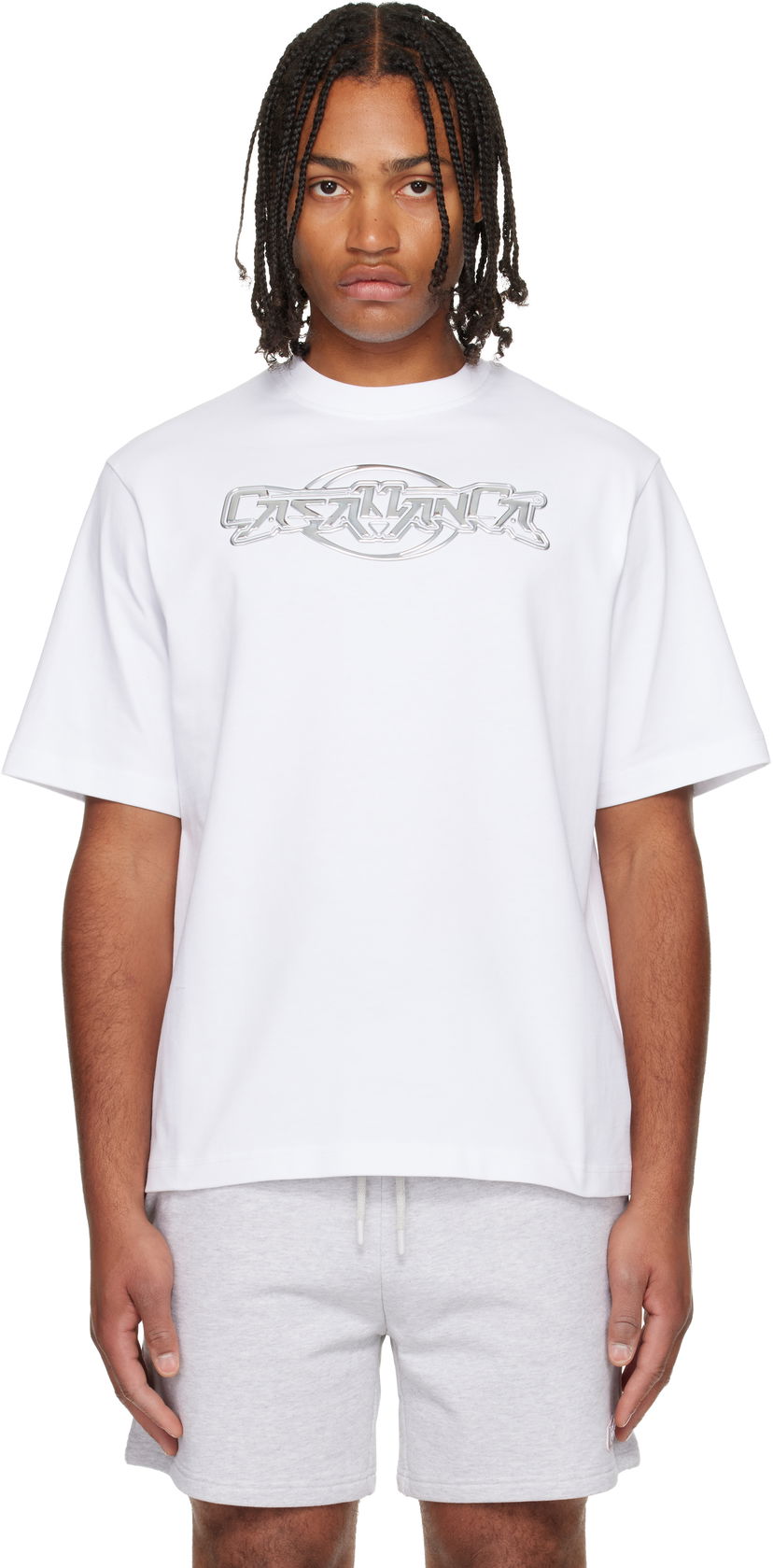 T-shirt Casablanca 'Casablanca' Chrome Oversized Short Sleeve T-shirt Vit | M-AW25-JTS-044-06