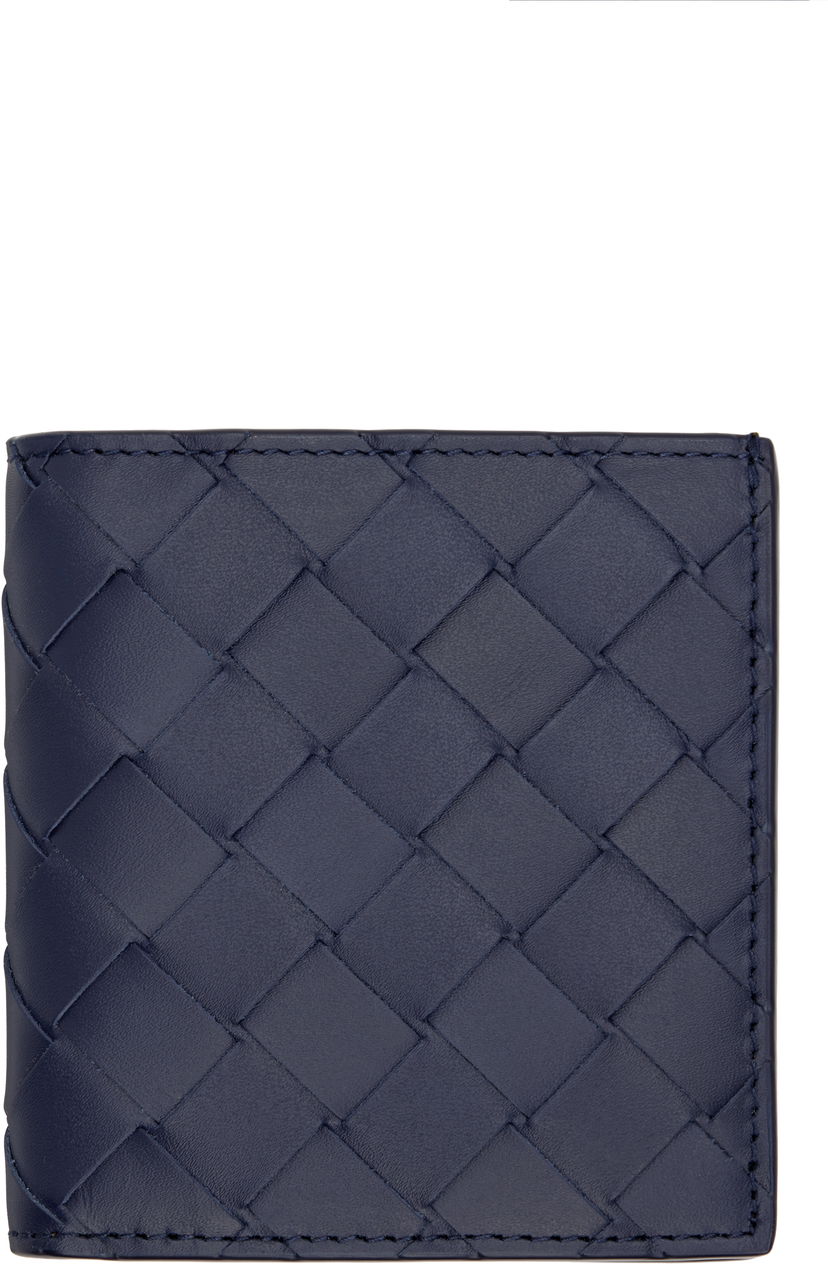 Plånbok Bottega Veneta Intrecciato Slim Bi-Fold Wallet Mörkblå | 749400VCPQ63258