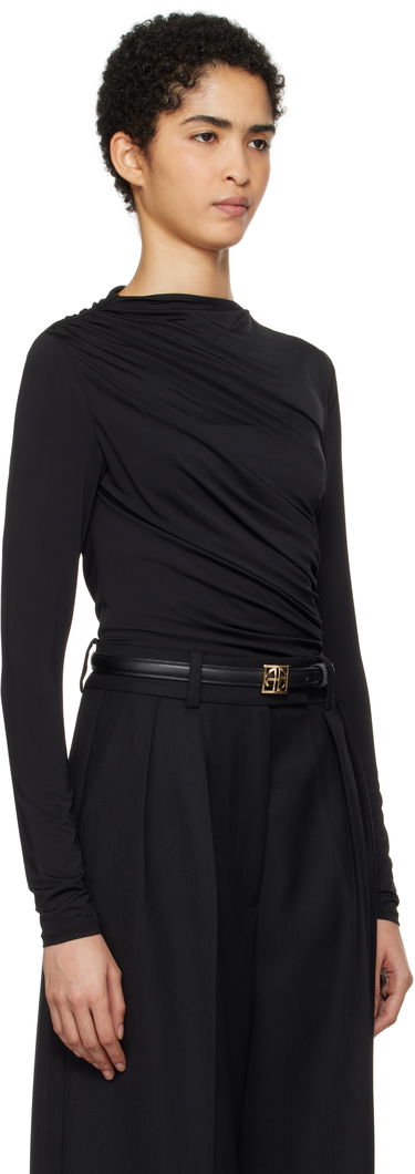 T-shirt Anine Bing Anine Bing Bray Draped Jersey Top Svart | A-08-10037-BLK29, 1