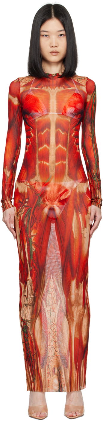 Klä Jean Paul Gaultier Gaultier 'The Écorché' Maxi Dress Röd | 24/30-F-RO254-T554-301540