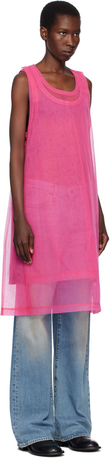 Linne Comme des Garçons Homme Plus Jersey & Nylon Tulle Tank Top Rosa | PO-T027-051, 1