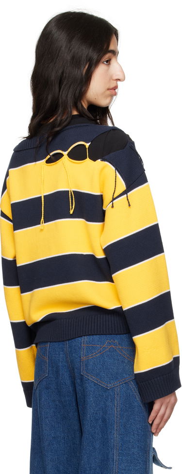 Sweater Charles Jeffrey Loverboy Charles Jeffrey LOVERBOY Slash Stripe Knit Sweater Mörkblå | 54091302, 2