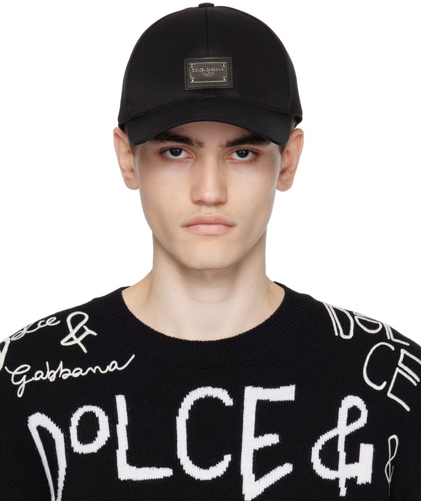 Keps Dolce & Gabbana Black Plaque Cap Svart | GH590AGF421