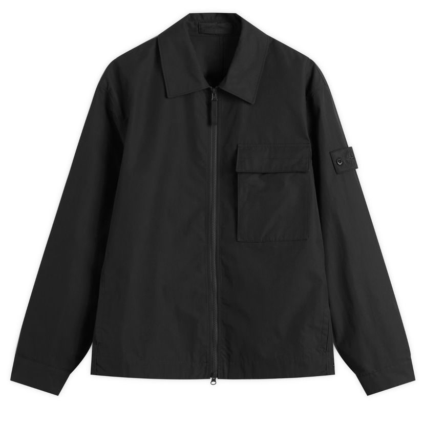 Jacka Stone Island Weatherproof Cotton Canvas Shirt Jacket, Size Large Svart | K2S151200018-V0029