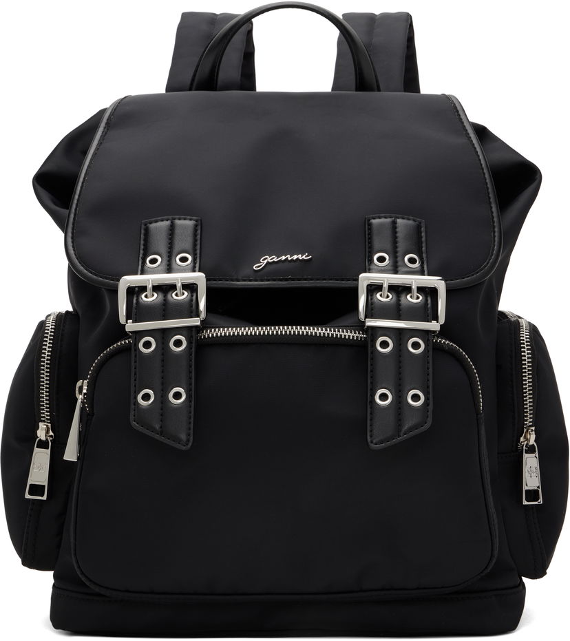 Ryggsäck GANNI GANNI Bucky Nylon Backpack Svart | A6526