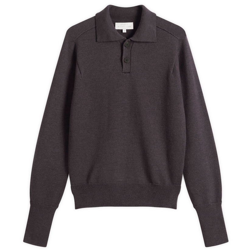 Polotröja Studio Nicholson Studio Nicholson Sark Knitted Polo Shirt Grå | SARKSN-1503-WLN