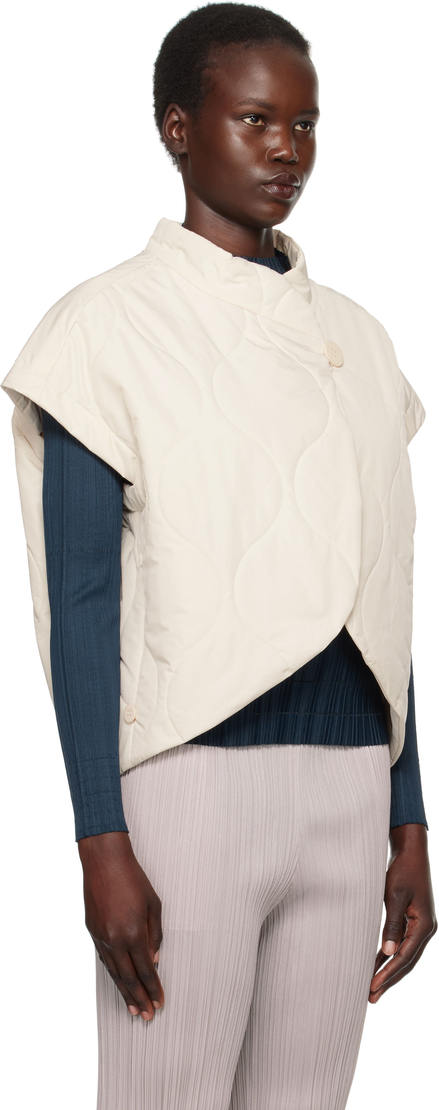 Väst Pleats Please Issey Miyake Issey Miyake Quilted Vest Vit | PP48ZE882, 1