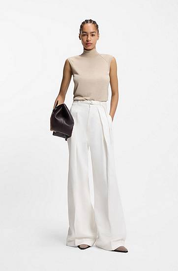 Jeans BOSS Wide-leg denim jeans with front pleats Vit | 50558680, 1