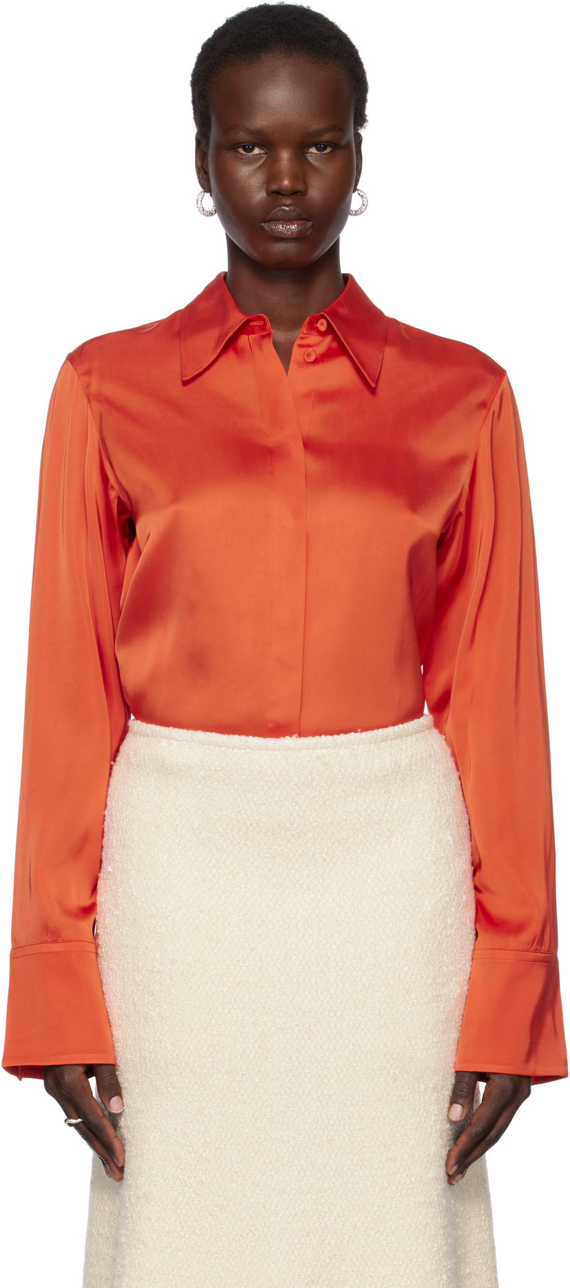 Skjorta Jil Sander Jil Sander Sateen Shirt Orange | J02DL0246_J65022