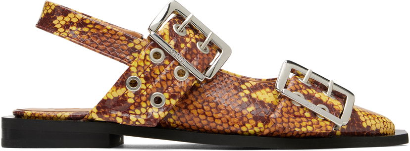 Klä GANNI GANNI Feminine Buckle Flats Gul | S2940