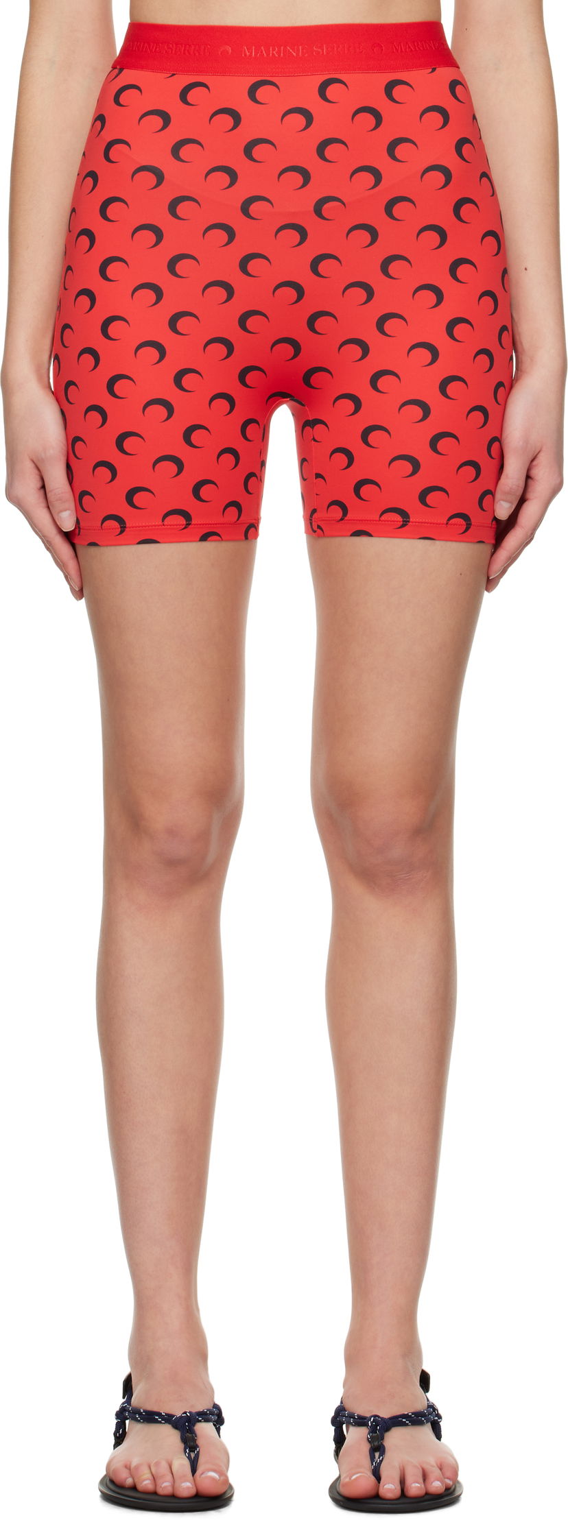 Shorts Marine Serre Marine Serre Moon Jersey Sport Shorts Röd | WSH007A CJER0001