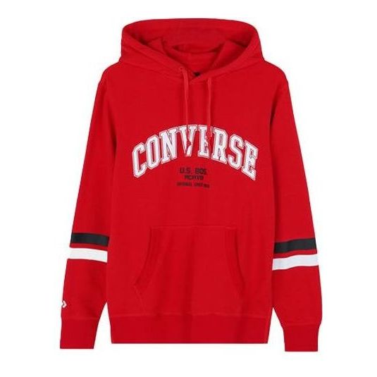 Sweatshirt Converse Converse Men's Collegiate Text Pullover Hoodie Röd | 10017352-A04