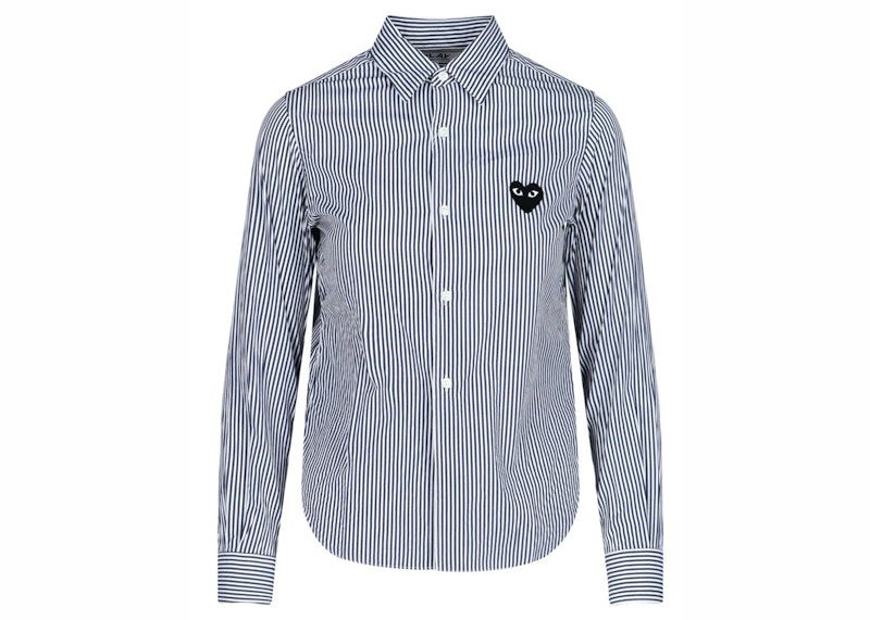 Skjorta Comme des Garçons PLAY Stripe Embroidered Heart Shirt Blå | P1B017-1