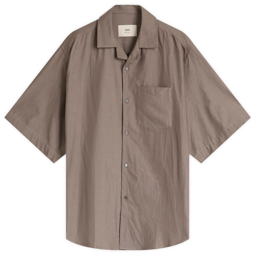 Skjorta AMI AMI Paris Short Sleeve Boxy Shirt Brun | HSH236-CO0099-0953