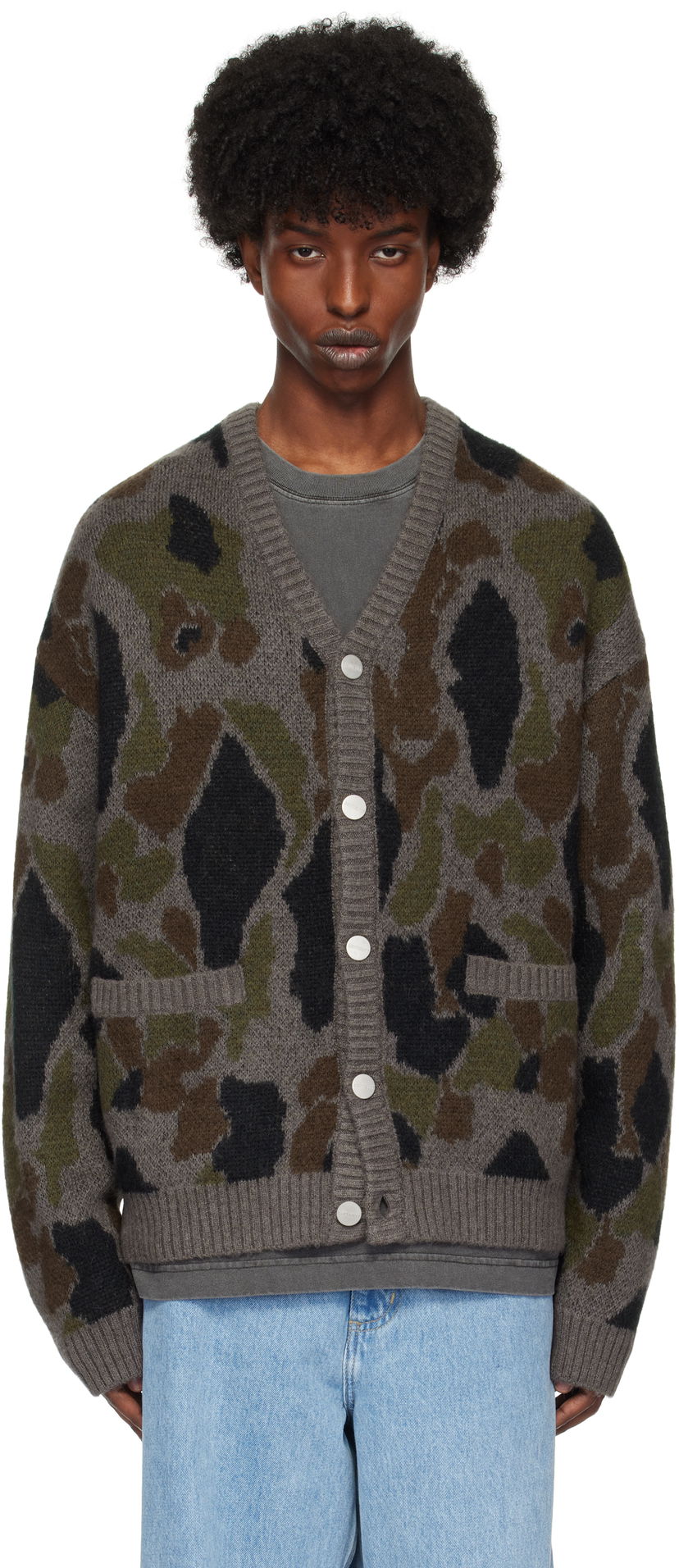 Sweater Carhartt WIP Camouflage Knit Cardigan Grå | I033914