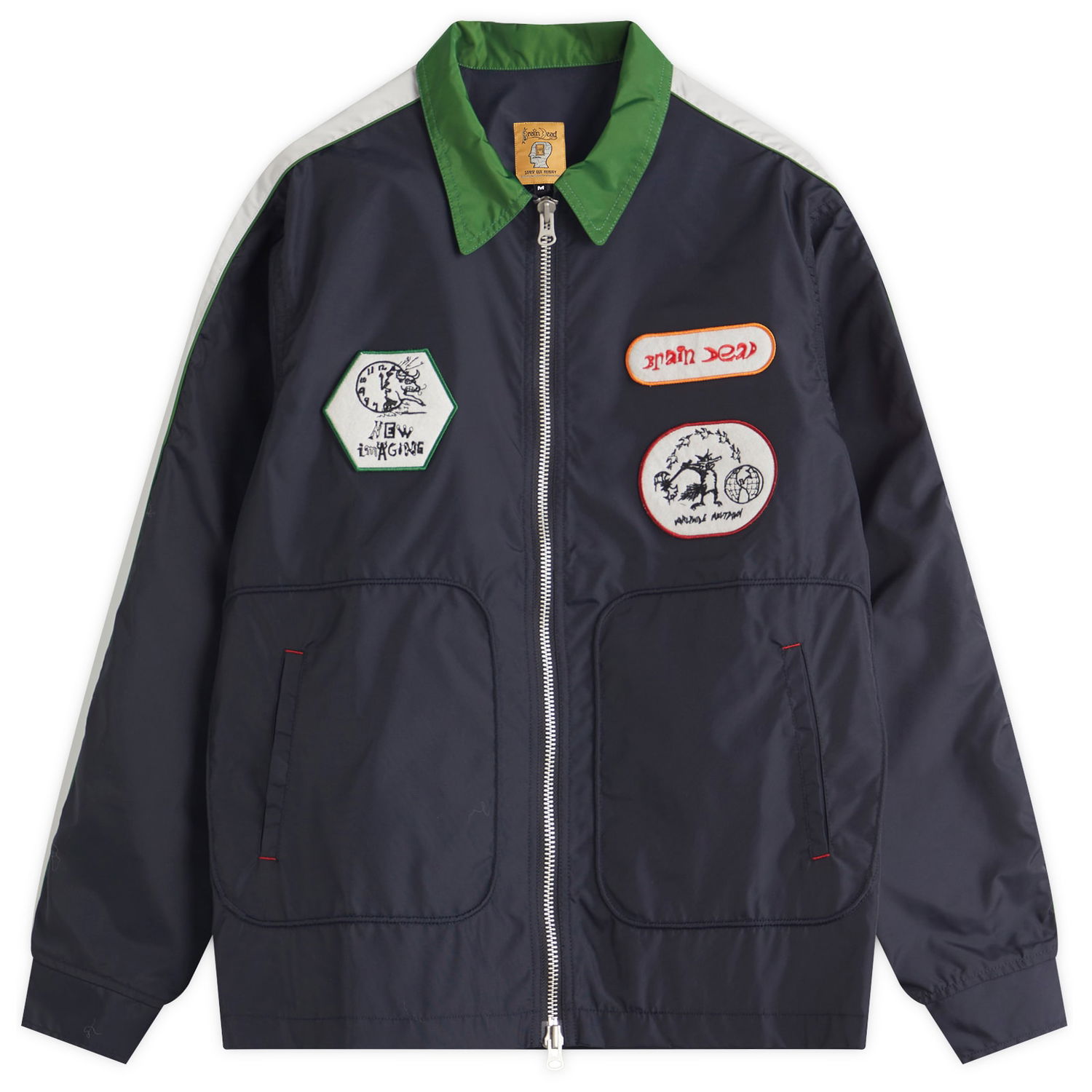 Bomberjacka Brain Dead Brain Dead Meltdown Racing Jacket, Size Large Mörkblå | BDS25O160041-NVY, 1