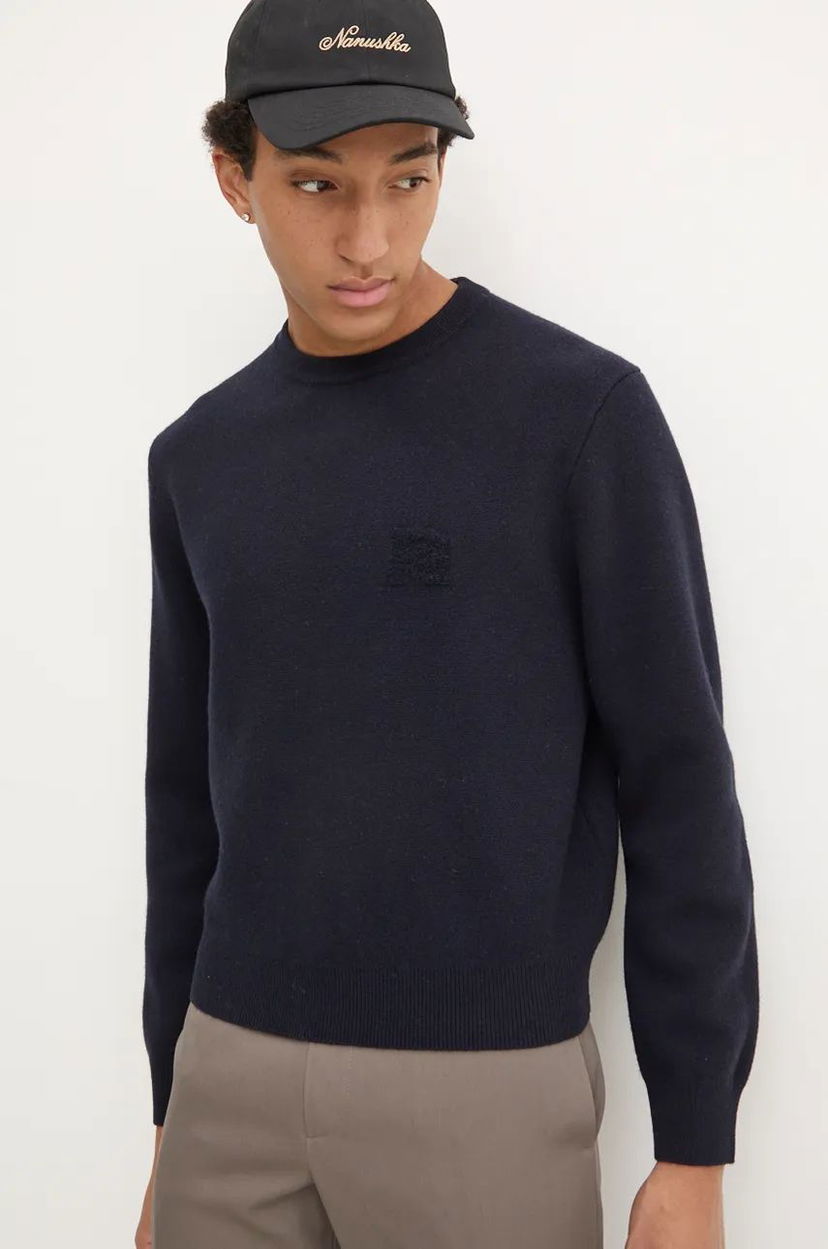 Sweater Nanushka Navy Blue Wool Sweater Mörkblå | NM24PFSW00357
