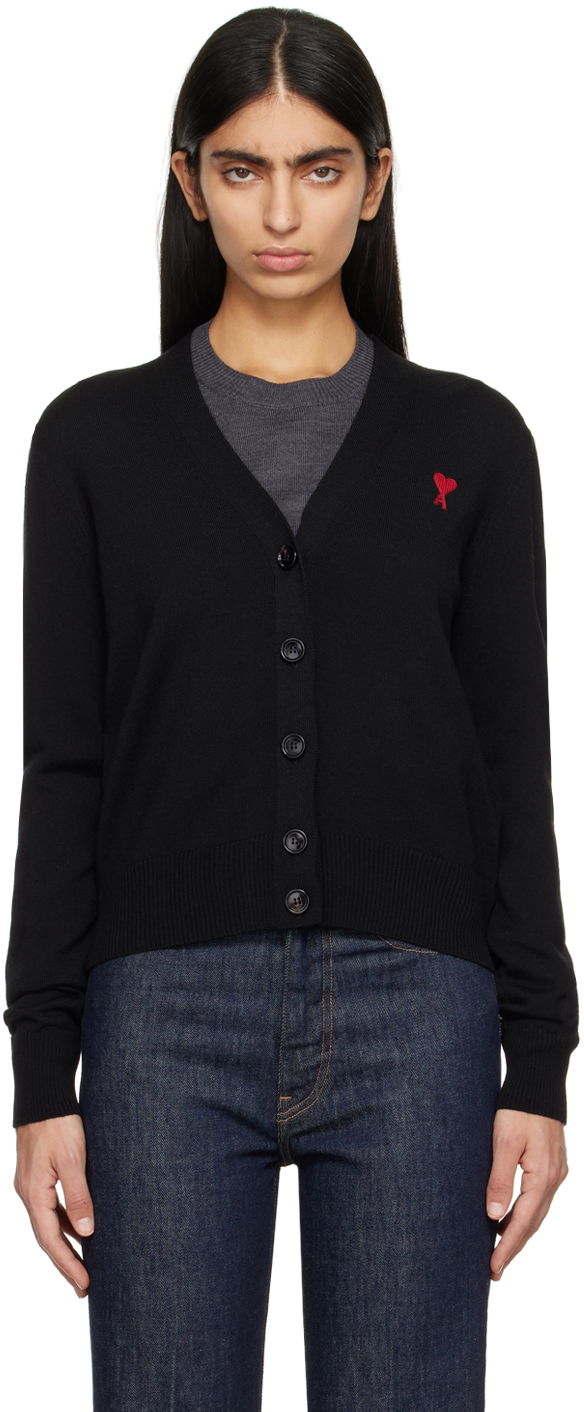 Sweater AMI De Cœur Cardigan Svart | BFFKC111.KN0025
