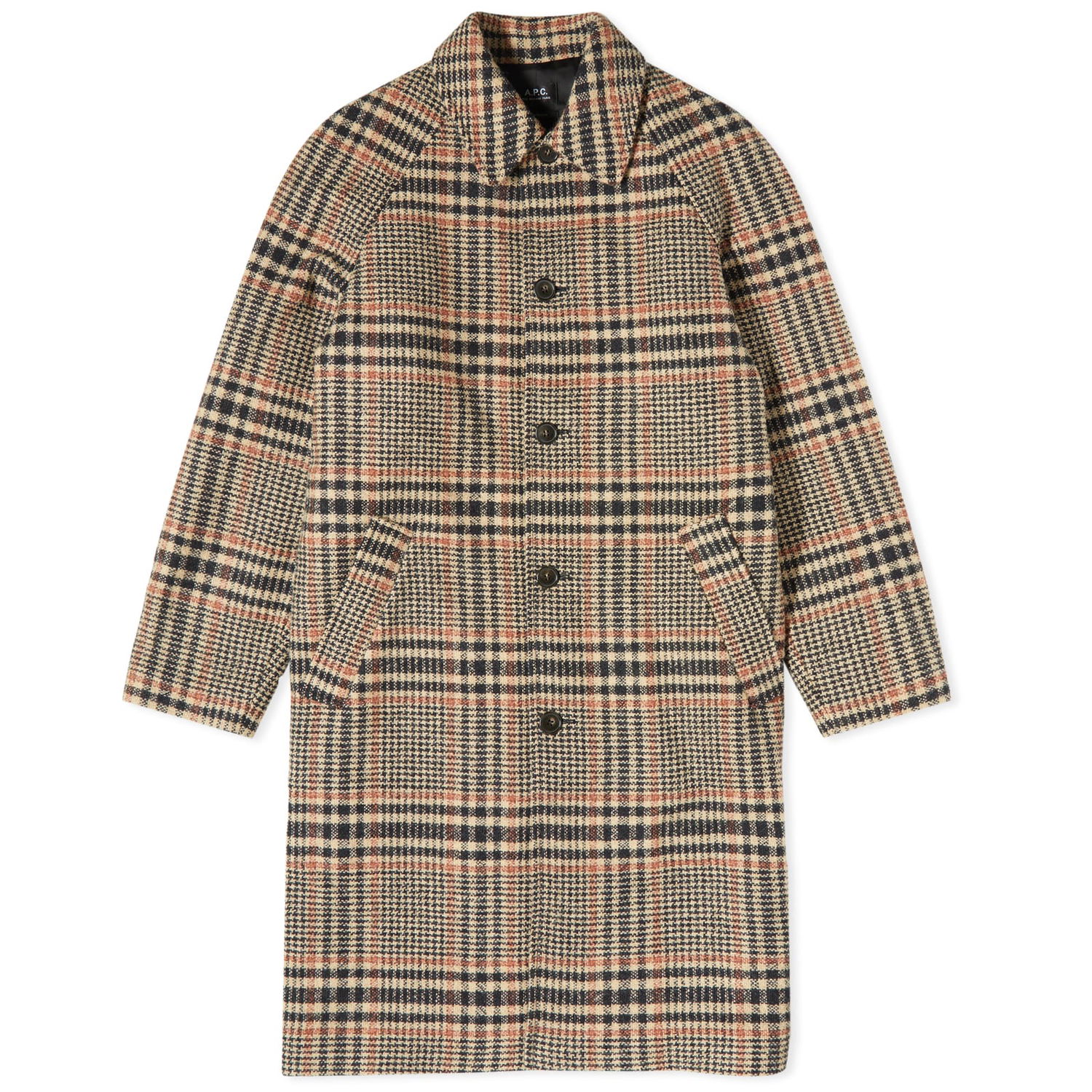 Rockar A.P.C. Etienne Check Wool Overcoat Beige | WVBCF-H01519-BAA, 0