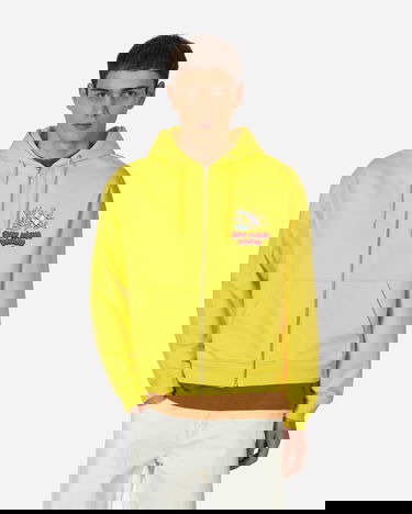 Sweatshirt Sky High Farm Flatbush Printed Zipped Hooded Sweatshirt Gul | SHF03T023 1, 3