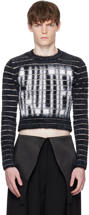 Sweater Jean Paul Gaultier Jean Paul Gaultier Jacquard 'Gaultier' Cropped Sweater Svart | 25/03-W-PO012-K004-0001, 0