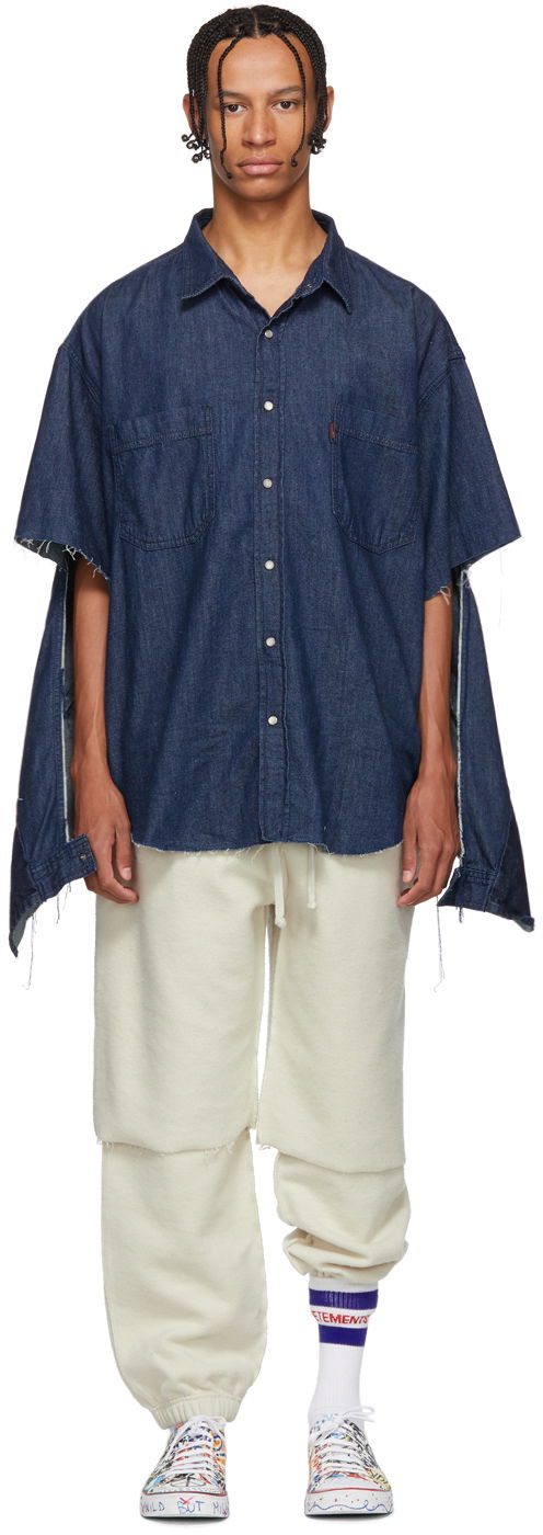Skjorta VETEMENTS Levi's Edition Oversized Denim Shirt Mörkblå | WAH19SH101, 0